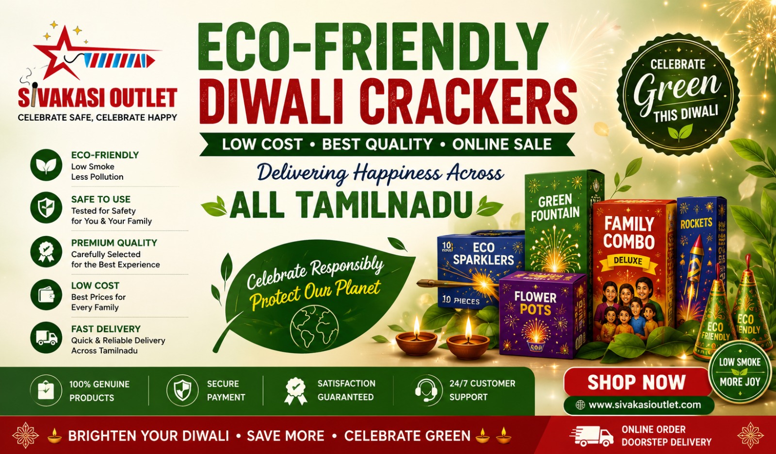 Eco-Friendly Diwali Crackers Online | Best Quality at Low Prices | Sivakasi Outlet